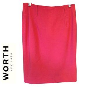 Worth Hot Pink Wool Pencil Skirt NWOT Size 6